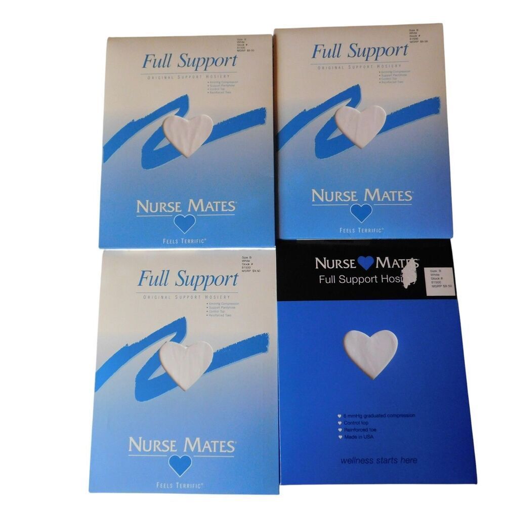Nurse Mates Full Support Hosiery 6mmHg Compression Control Top White Sz B 81500